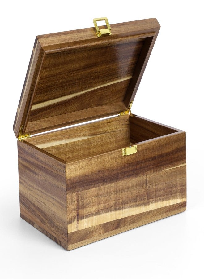 ANMINY Large Wooden Keepsake Memory Box, 10MM Thick Acacia Wood Storage Box with Hinged Lid, Decorative Memory Boxes with Lids for Photo Wedding Graduation Crafts Gift, 11.8" L x 7.9" W x 5.9" H - Image 1